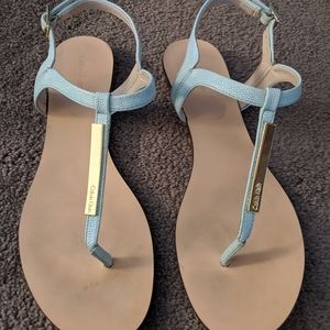 CALVIN KLEIN Samira Baby Blue Leather Sandals, W8